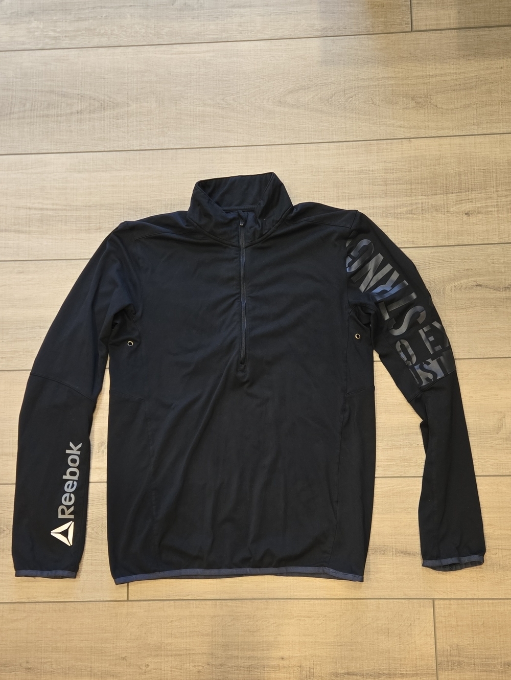 Reebok Black Men's Half-Zip Training Top with Sleeve Logos